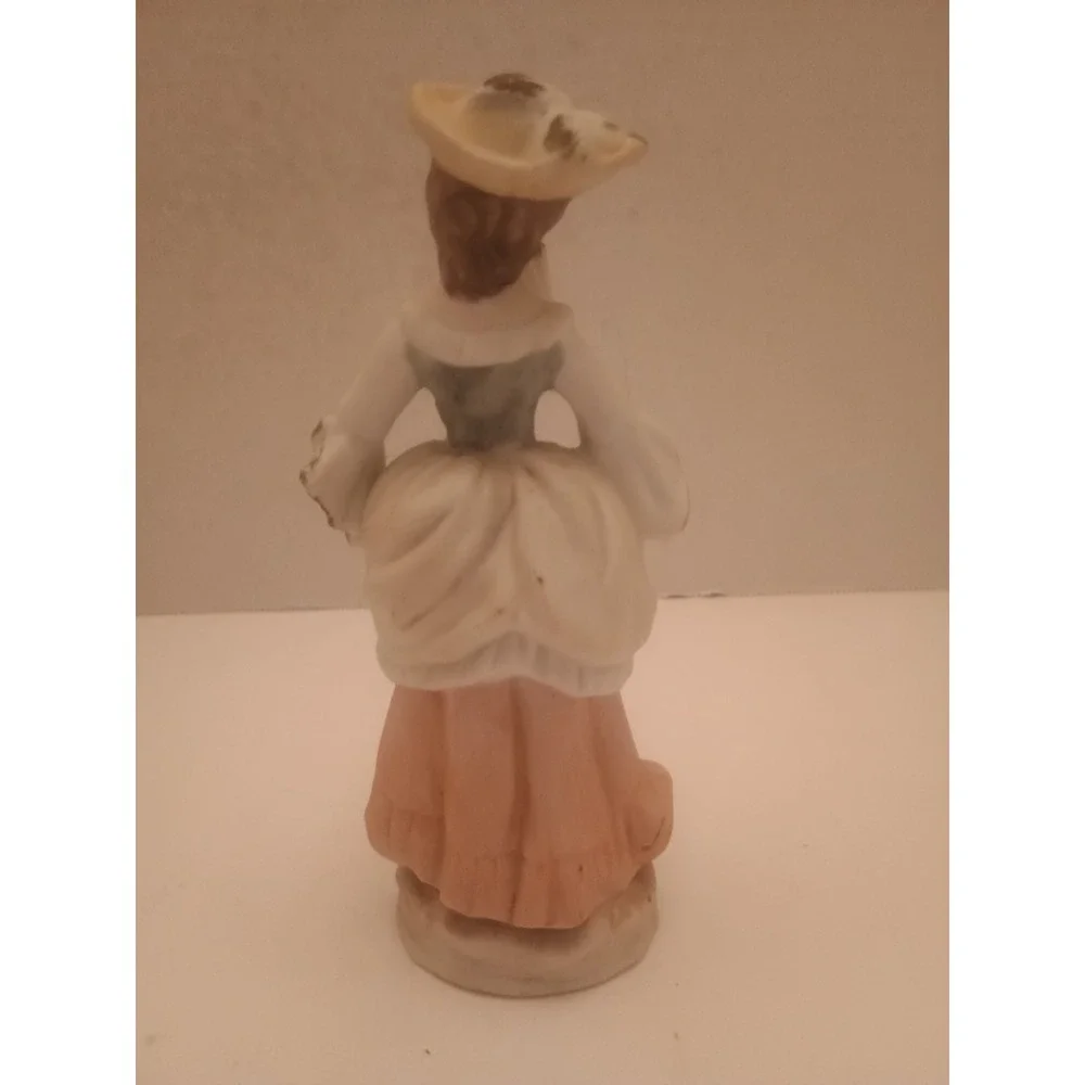 Vintage Victorian Lady Figurine Porcelain Dress Floral Home Decor Collectible